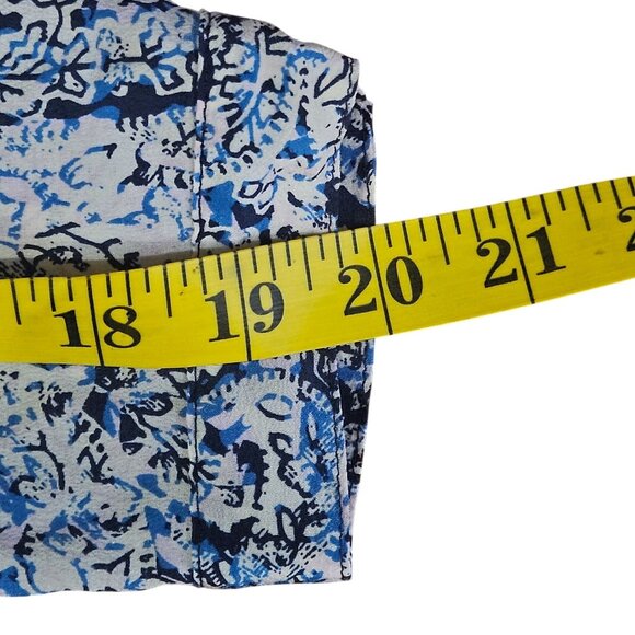 Rebecca Taylor Silk Blue Black Long Sleeve Blouse 6 Office Boho Chic Resortwear - Picture 10 of 12